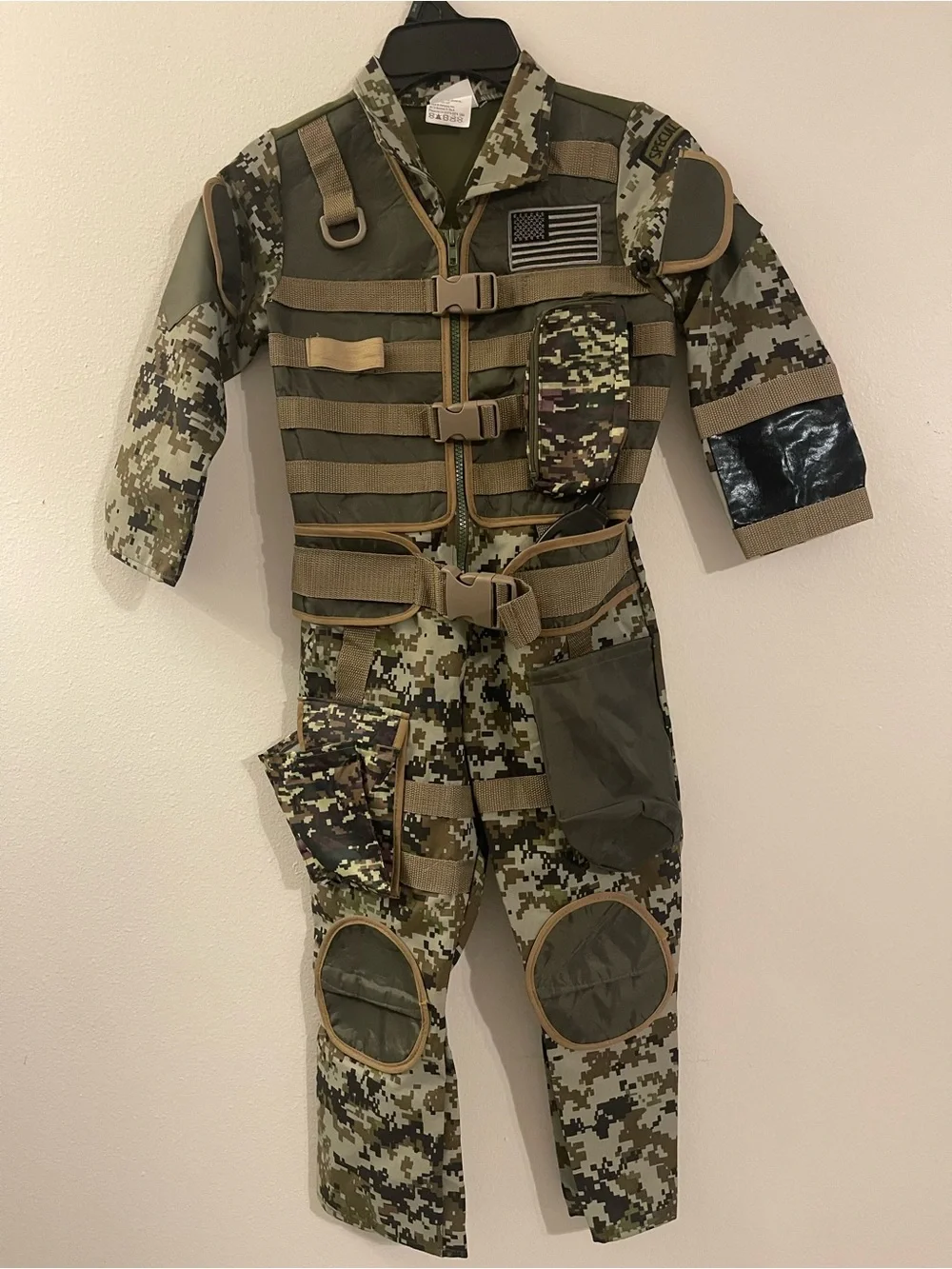 Kids Olive Digital Camo Tactical Costume with Utility Vest
